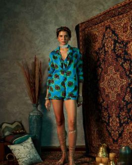 Blue Blotch High Waisted Printed Short