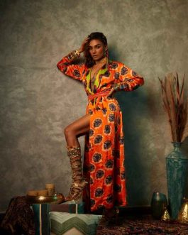 Orange Blotch & Lime Blotch Blazer Maxi Dress