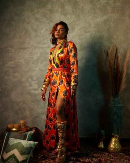 Orange Blotch & Lime Blotch Blazer Maxi Dress