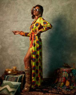 Lime Blotch & Orange Blotch Blazer Maxi Dress