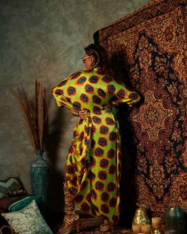 Lime Blotch Drawstring Kaftan