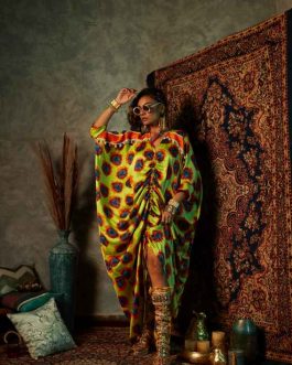 Lime Blotch Drawstring Kaftan