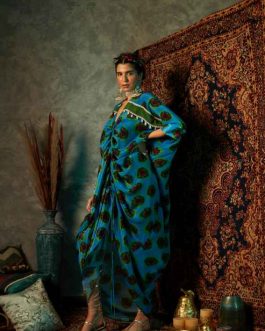 Blue Blotch Drawstring Kaftan