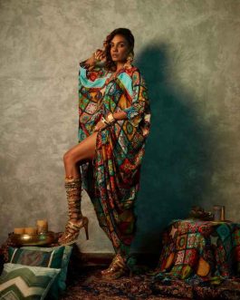 Big Tile Drawstring Kaftan