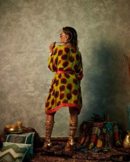 Lime Blotch Short Kaftan