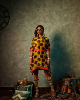 Lime Blotch Short Kaftan