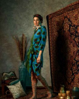 Blue Blotch Half & Half Dress