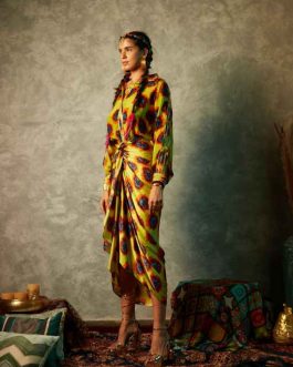 Lime Blotch Sarong Skirt