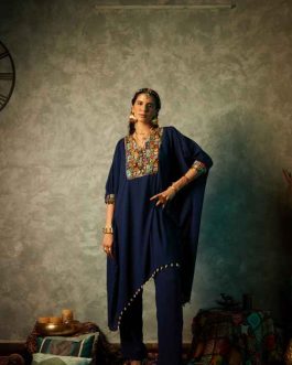 Navy Blue Kurta with Embroidery