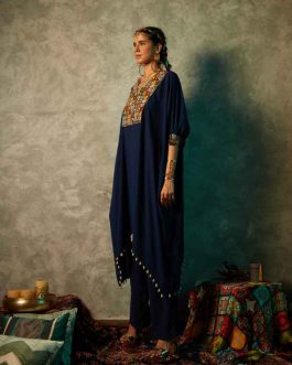 Navy Blue Kurta with Embroidery