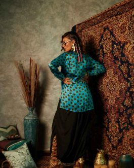 Blue Blotch Black Collar Shirt