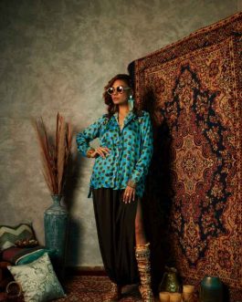 Blue Blotch Black Collar Shirt